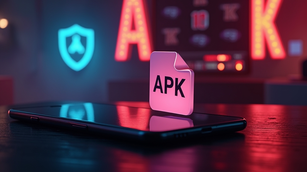 Android-Smartphone mit Glitzbet APK vor dunklem Casino-Hintergrund